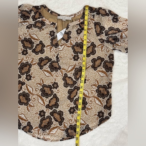 LOFT Women's Floral Blouse - Brown and Cream - Picture 12 of 13